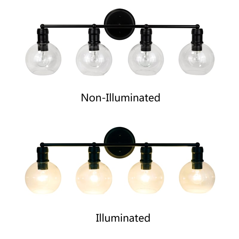 Chloe Lighting Oxa Transitional 4-Light Glass Vanity Bath Light in Matte Black