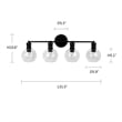 Chloe Lighting Oxa Transitional 4-Light Glass Vanity Bath Light in Matte Black