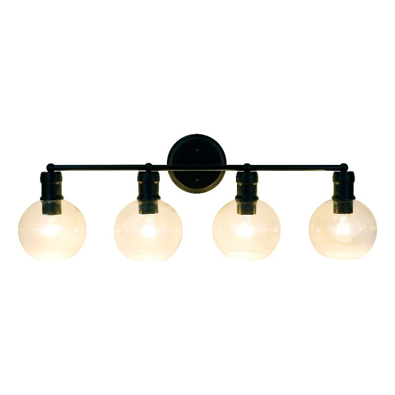 Chloe Lighting Oxa Transitional 4-Light Glass Vanity Bath Light in Matte Black