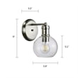 Chloe Lighting Oxa Transitional 1-Light Glass Wall Sconce in Brushed Nickel