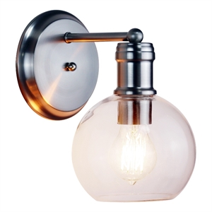 Chloe Lighting Oxa Transitional 1-Light Glass Wall Sconce in Brushed Nickel