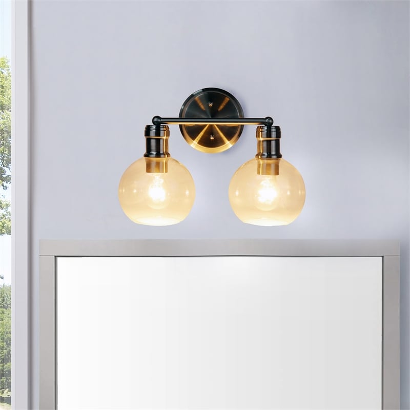 Chloe Lighting Oxa Transitional 2-Light Glass Vanity Bath Light - Brushed Nickel