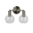 Chloe Lighting Oxa Transitional 2-Light Glass Vanity Bath Light - Brushed Nickel