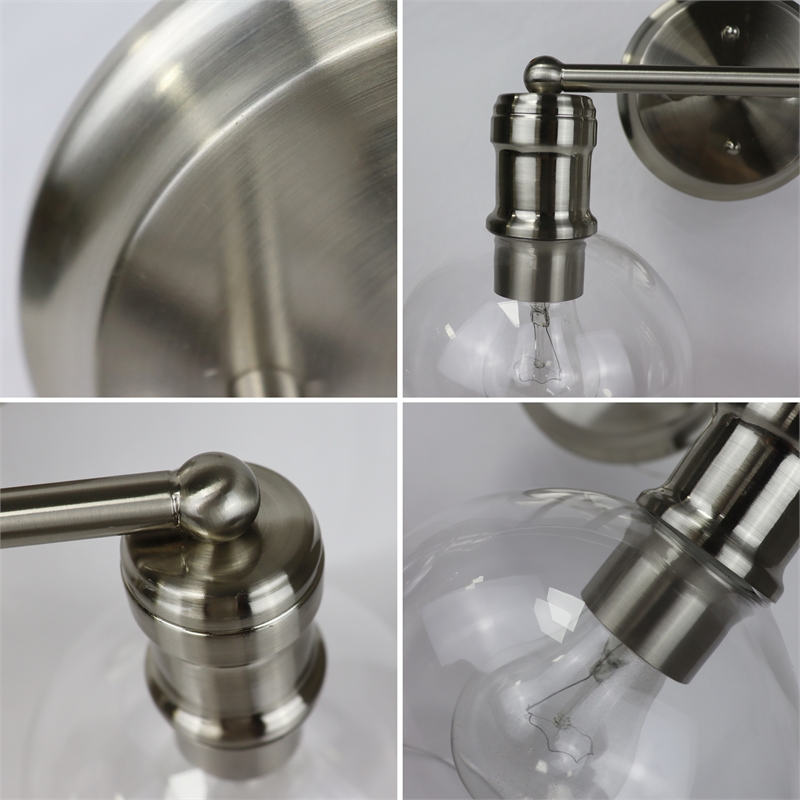 Chloe Lighting Oxa Transitional 2-Light Glass Vanity Bath Light - Brushed Nickel
