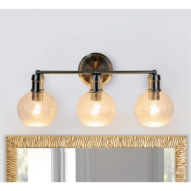 Chloe Lighting Oxa Transitional 3-Light Glass Vanity Bath Light - Brushed Nickel
