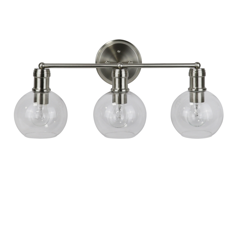 Chloe Lighting Oxa Transitional 3-Light Glass Vanity Bath Light - Brushed Nickel