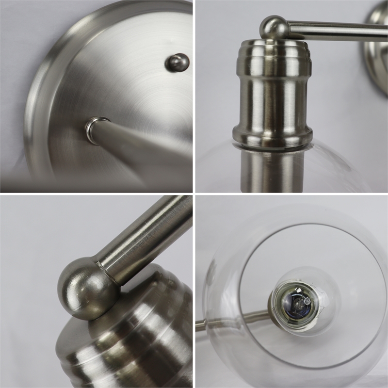 Chloe Lighting Oxa Transitional 3-Light Glass Vanity Bath Light - Brushed Nickel