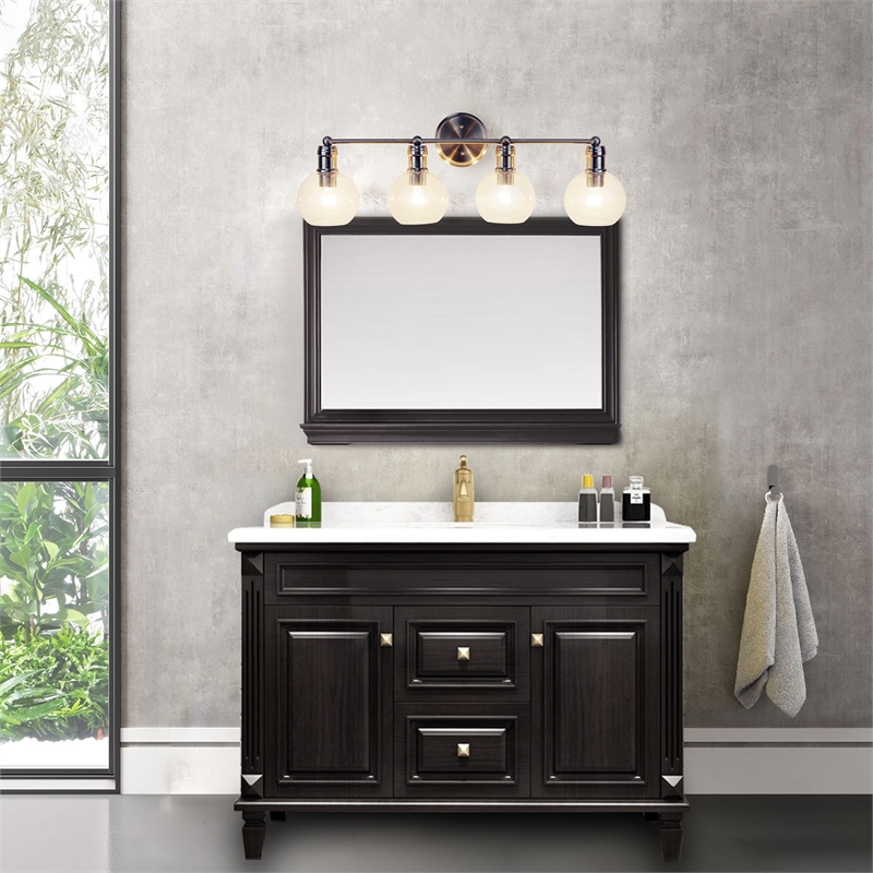 Chloe Lighting Oxa Transitional 4-Light Glass Vanity Bath Light - Brushed Nickel