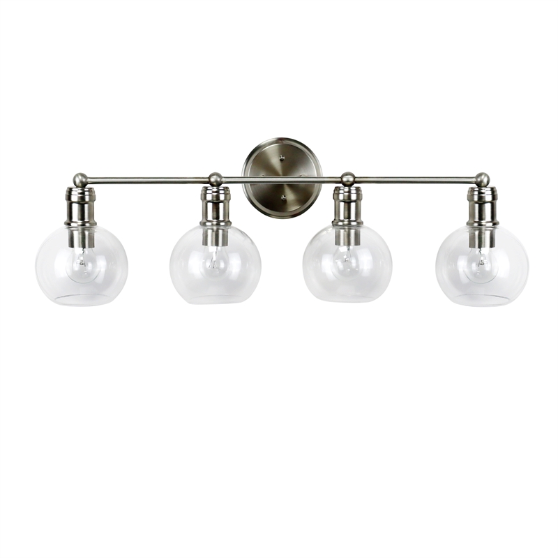 Chloe Lighting Oxa Transitional 4-Light Glass Vanity Bath Light - Brushed Nickel