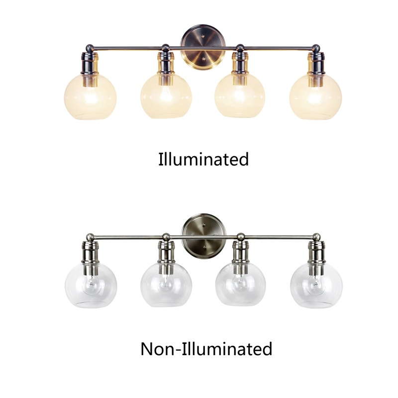 Chloe Lighting Oxa Transitional 4-Light Glass Vanity Bath Light - Brushed Nickel
