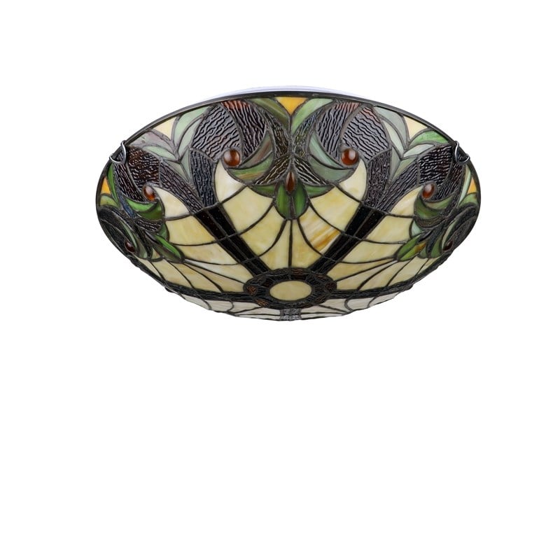 Chloe Lighting Liaison Victorian 3-Light Glass Flush-Mount Light - Bronze/Yellow