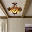 Chloe Lighting Liaison Victorian 2-Light Glass Semi Flush Mount Light in Yellow