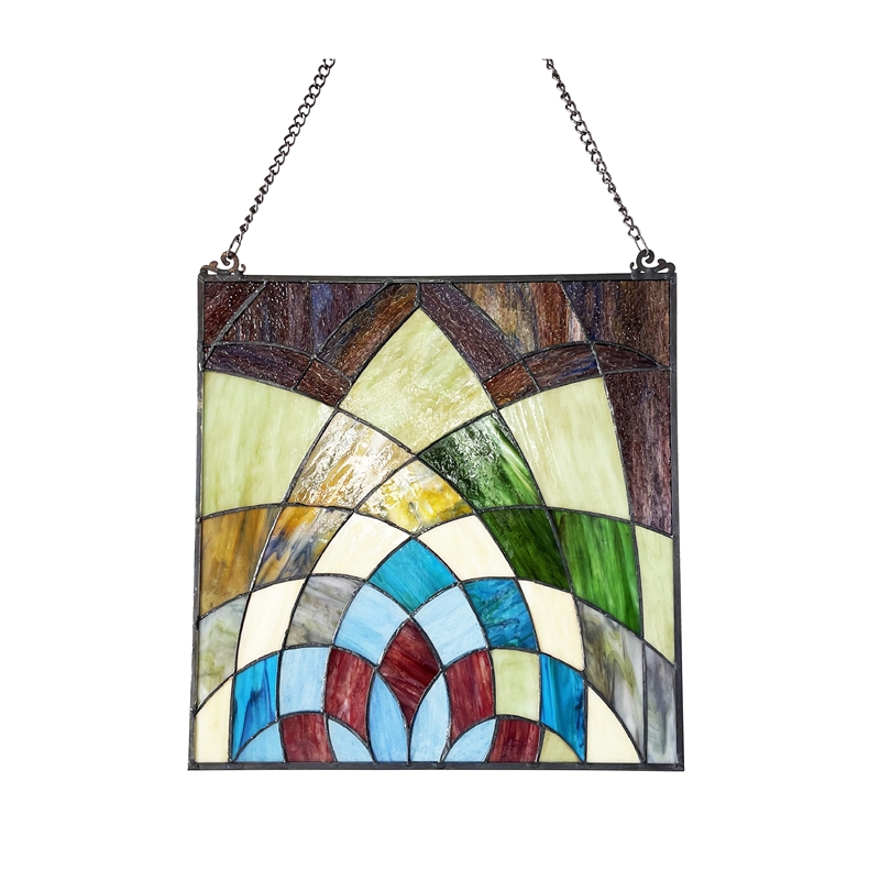 Chloe Lighting Kaleidoscope Geometric Glass & Metal Window Panel in Multi-Color