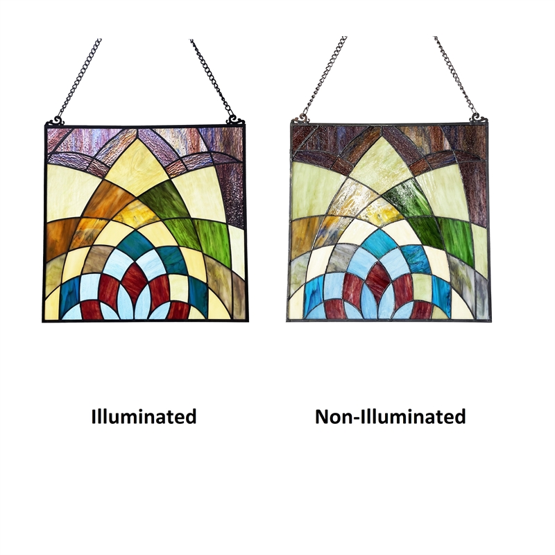 Chloe Lighting Kaleidoscope Geometric Glass & Metal Window Panel in Multi-Color