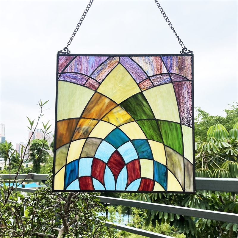 Chloe Lighting Kaleidoscope Geometric Glass & Metal Window Panel in Multi-Color