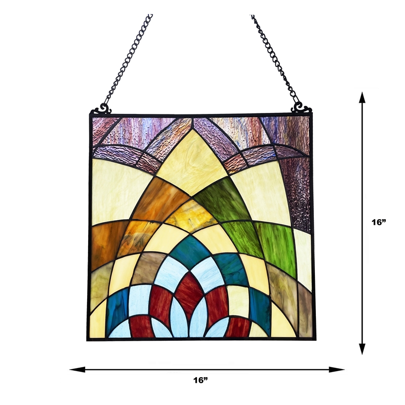 Chloe Lighting Kaleidoscope Geometric Glass & Metal Window Panel in Multi-Color