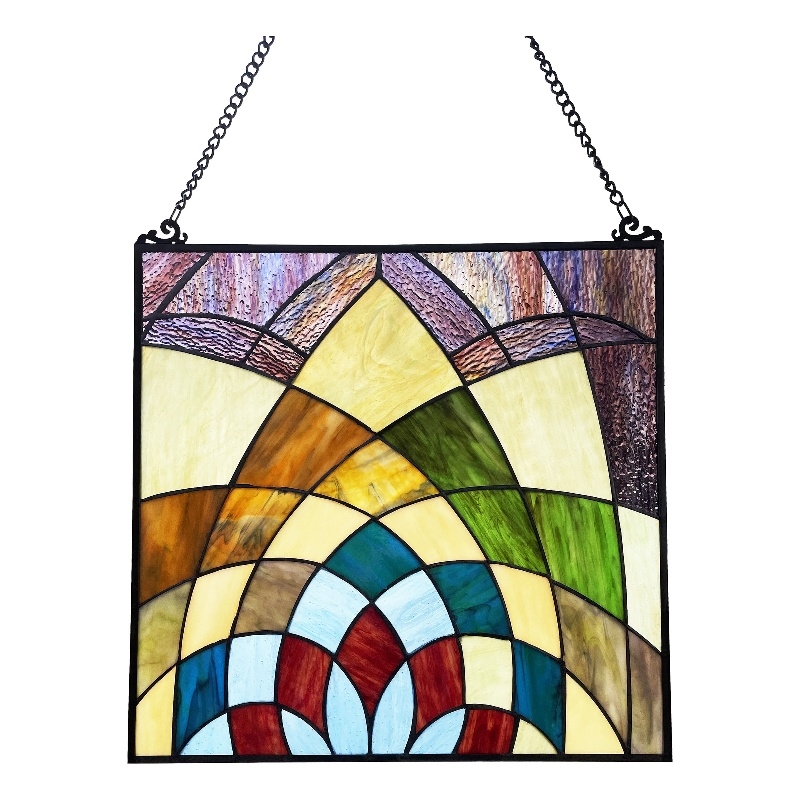 Chloe Lighting Kaleidoscope Geometric Glass & Metal Window Panel in Multi-Color