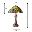 Chloe Lighting Monstera-Leaf Floral 2-Light Glass Table Lamp in Multi-Color