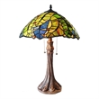 Chloe Lighting Monstera-Leaf Floral 2-Light Glass Table Lamp in Multi-Color