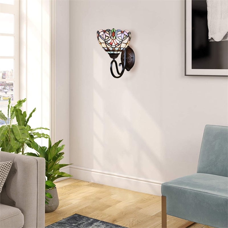 Chloe Lighting Grenville Victorian 1-Light Glass Wall Sconce in Blackish Bronze