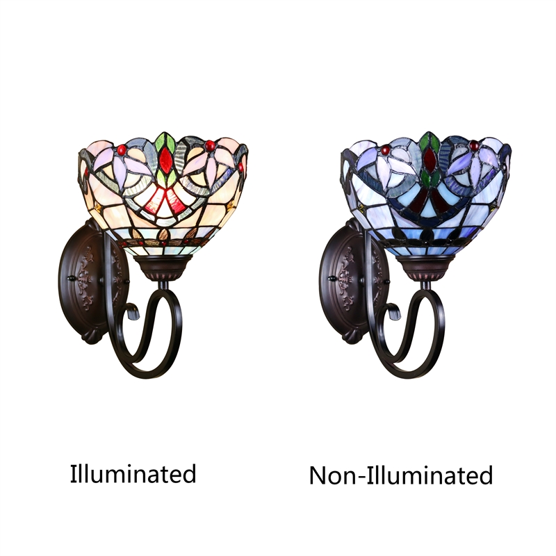 Chloe Lighting Grenville Victorian 1-Light Glass Wall Sconce in Blackish Bronze