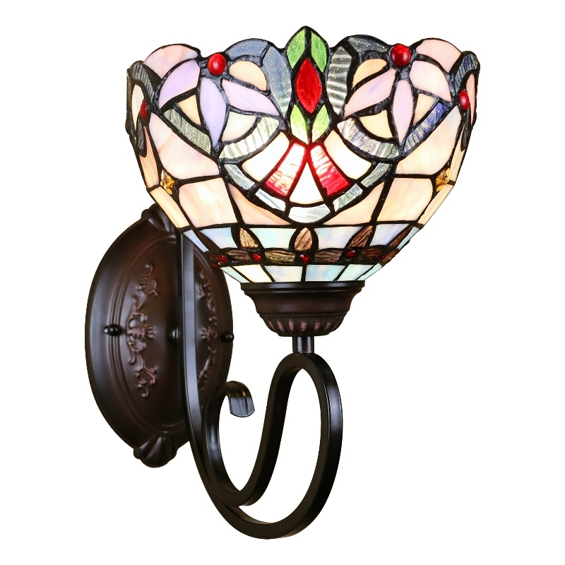 Chloe Lighting Grenville Victorian 1-Light Glass Wall Sconce in Blackish Bronze