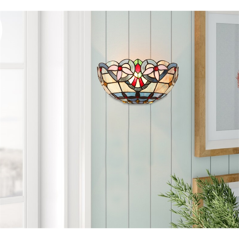 Chloe Lighting Grenville Victorian 1-Light Glass Wall Sconce in Multi-Color