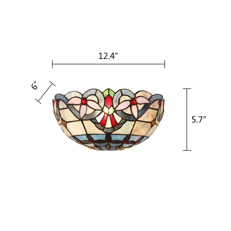 Chloe Lighting Grenville Victorian 1-Light Glass Wall Sconce in Multi-Color