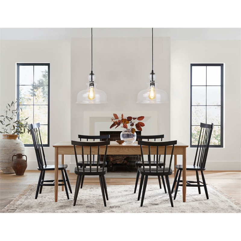 Chloe Lighting Tilian 1-Light Glass Ceiling Pendant in Matte Black/Clear