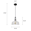 Chloe Lighting Tilian 1-Light Glass Ceiling Pendant in Matte Black/Clear
