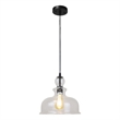 Chloe Lighting Tilian 1-Light Glass Ceiling Pendant in Matte Black/Clear