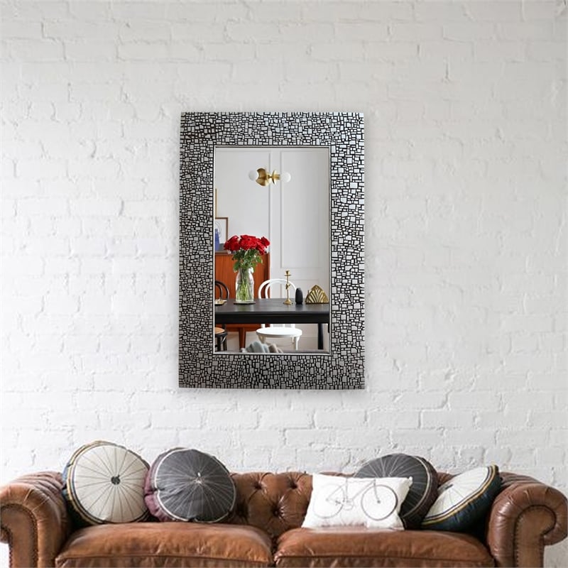 Chloe Lighting Reflection Contemporary Rectangle Glass Wall Mirror in Silver