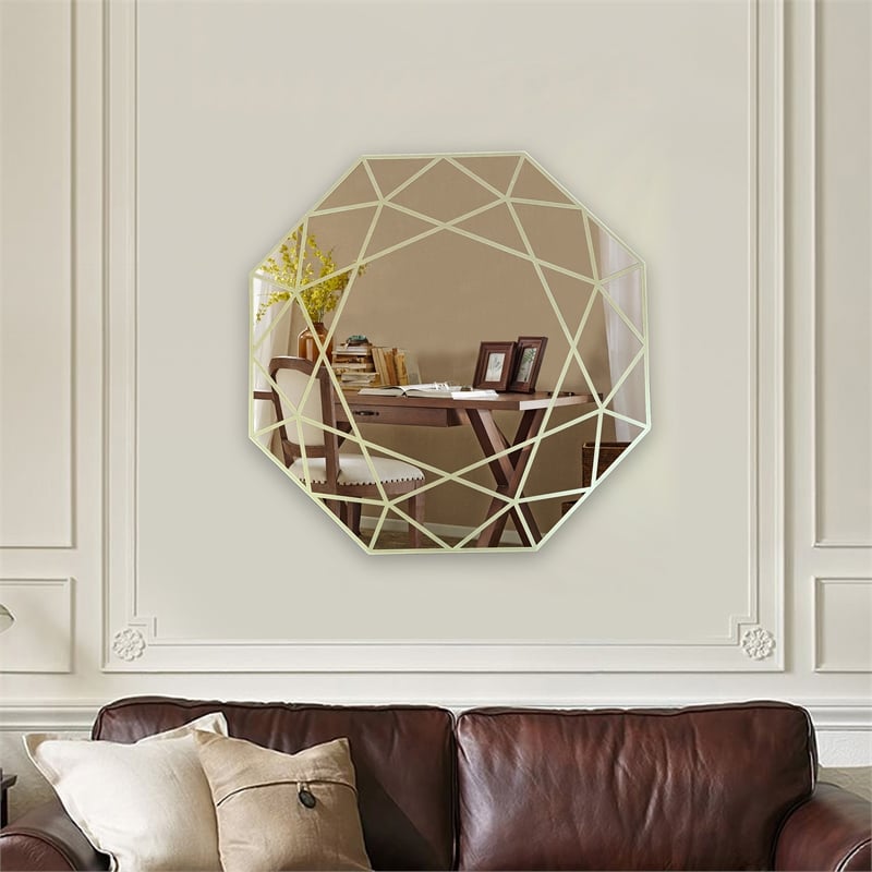 Chloe Lighting Reflection Contemporary Octagon Glass Wall Mirror in Gold