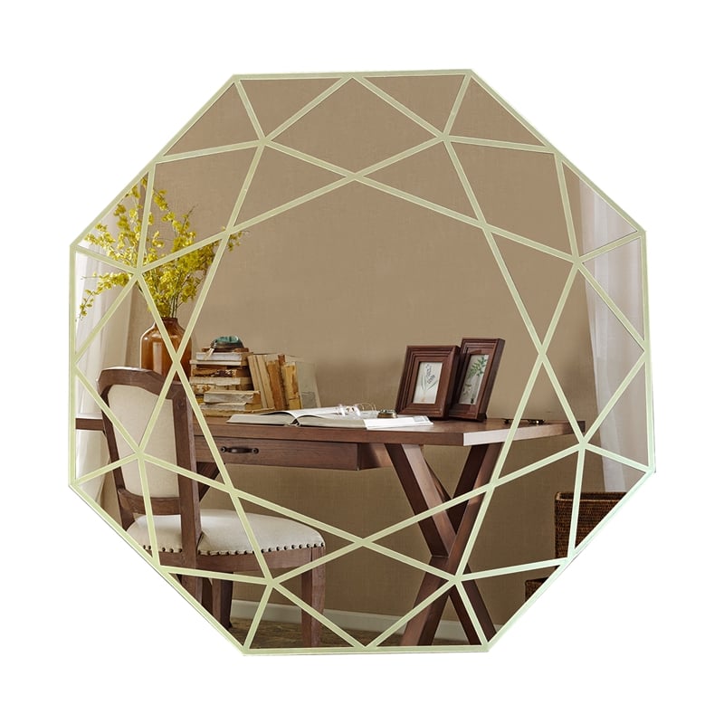 Chloe Lighting Reflection Contemporary Octagon Glass Wall Mirror in Gold