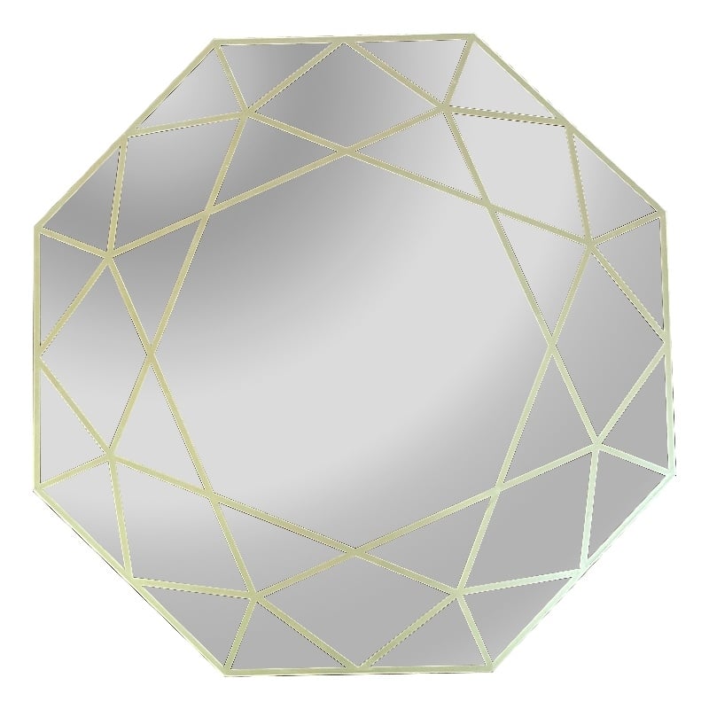 Chloe Lighting Reflection Contemporary Octagon Glass Wall Mirror in Gold