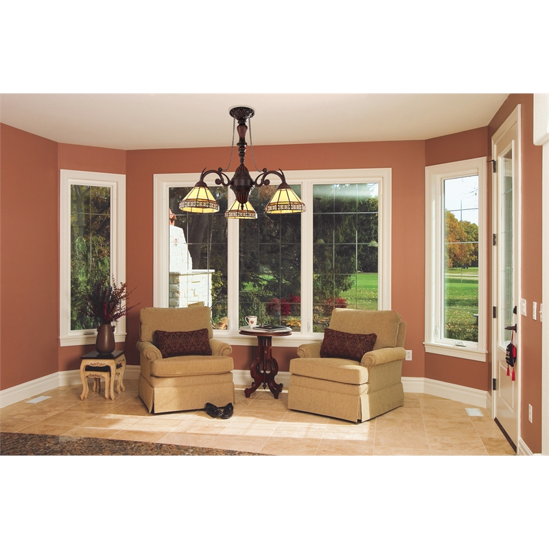Chloe Lighting Belle Mission 3-Light Glass Mini Chandelier in Blackish Bronze