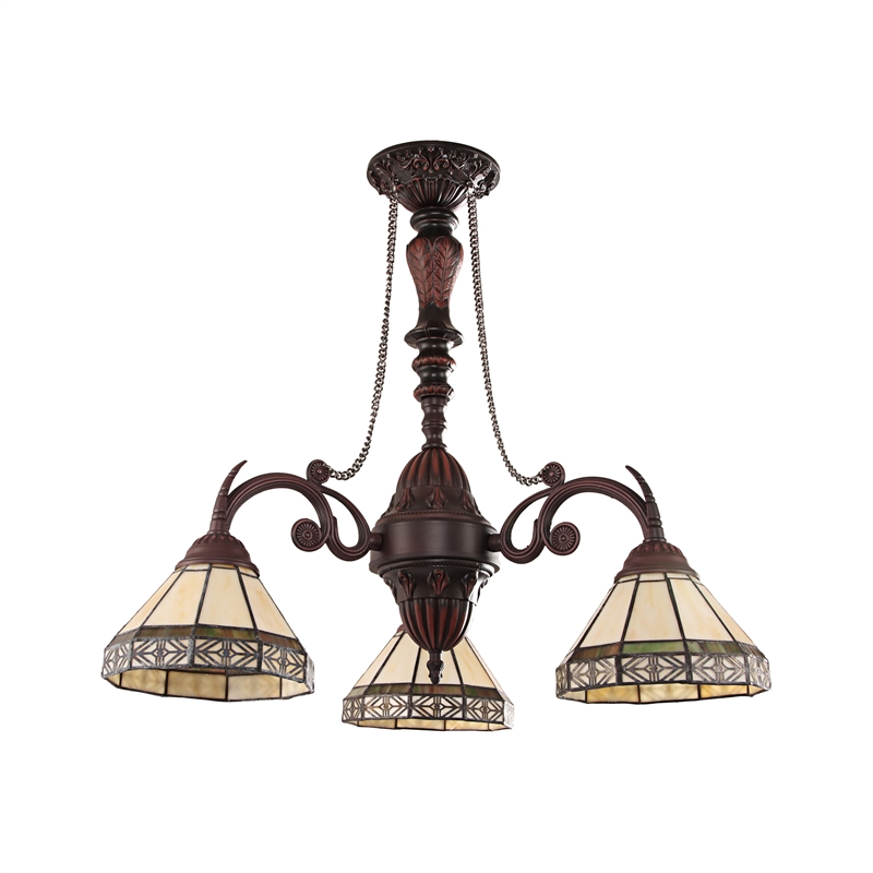 Chloe Lighting Belle Mission 3-Light Glass Mini Chandelier in Blackish Bronze