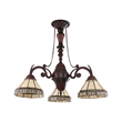 Chloe Lighting Belle Mission 3-Light Glass Mini Chandelier in Blackish Bronze