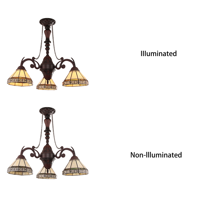 Chloe Lighting Belle Mission 3-Light Glass Mini Chandelier in Blackish Bronze