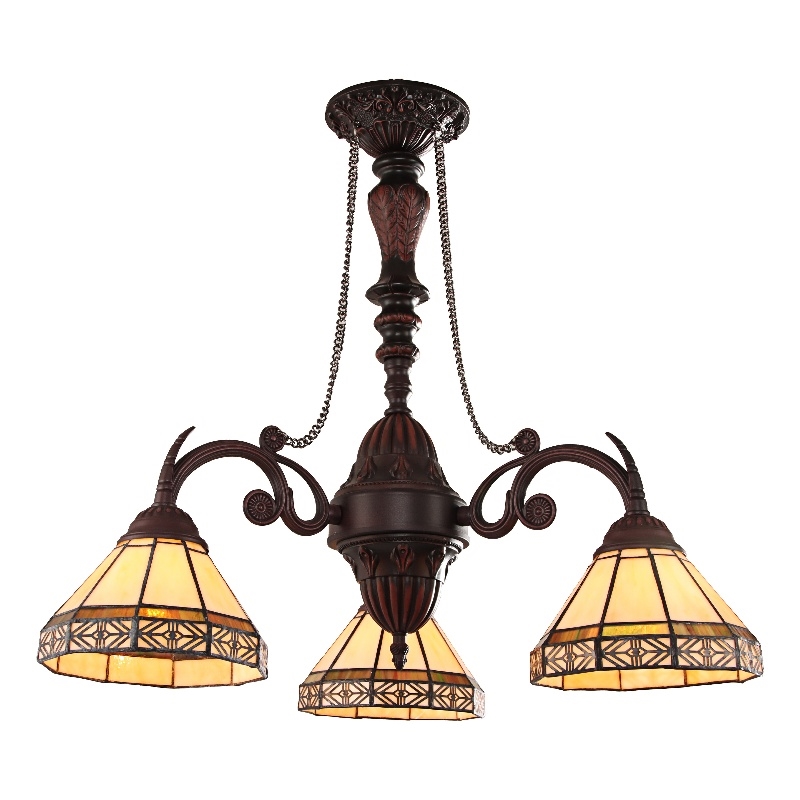 Chloe Lighting Belle Mission 3-Light Glass Mini Chandelier in Blackish Bronze