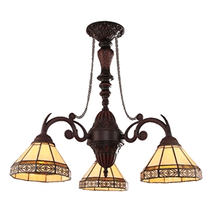 Chloe Lighting Belle Mission 3-Light Glass Mini Chandelier in Blackish Bronze