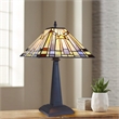 Chloe Lighting Kinsey Mission 1-Light Glass/Metal Table Lamp in Blackish Bronze