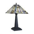 Chloe Lighting Kinsey Mission 1-Light Glass/Metal Table Lamp in Blackish Bronze