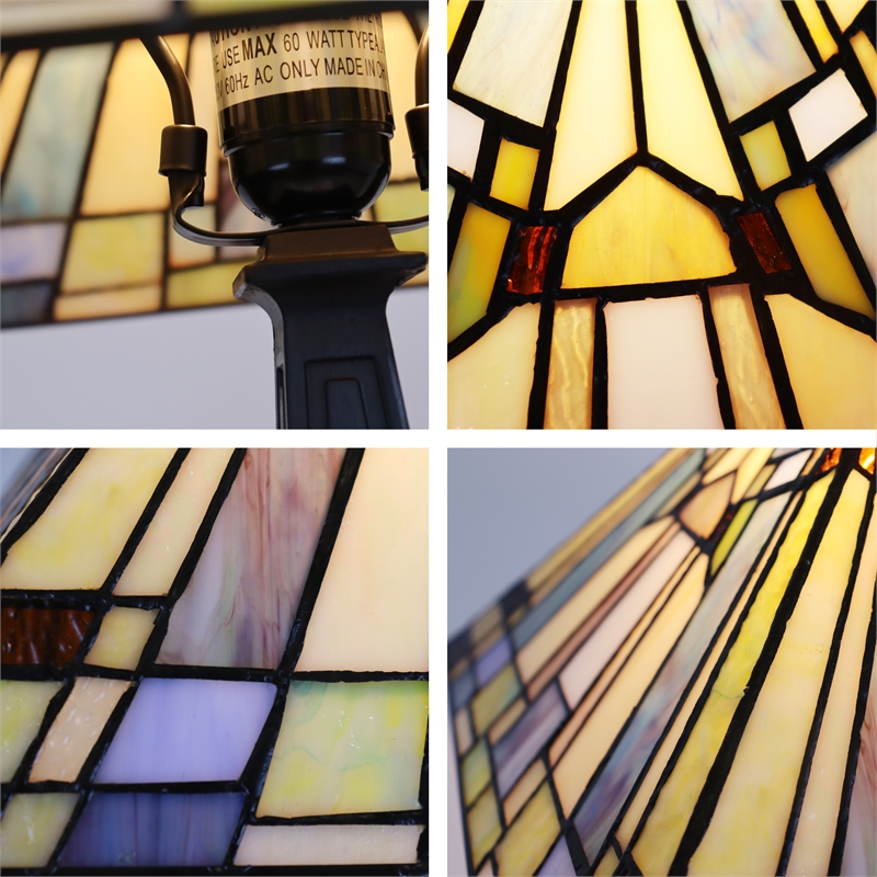 Chloe Lighting Kinsey Mission 1-Light Glass/Metal Table Lamp in Blackish Bronze