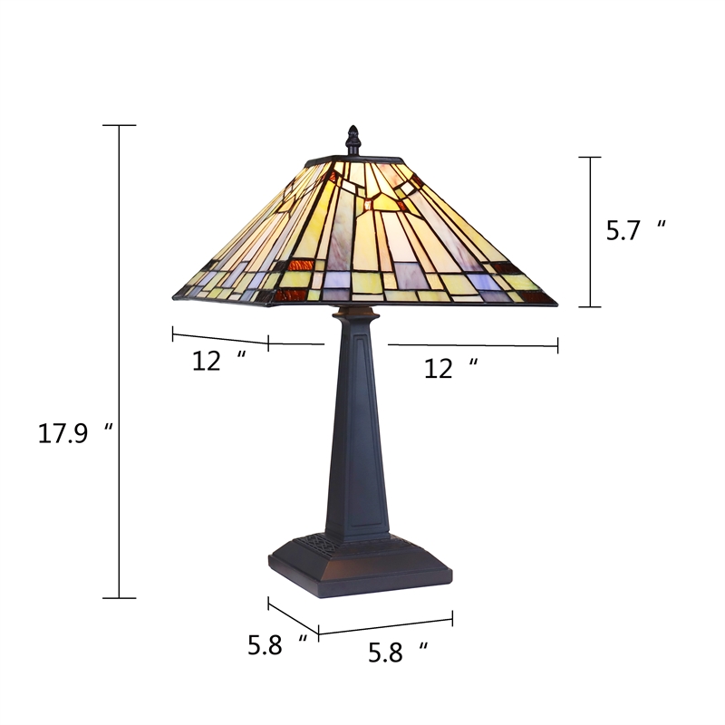 Chloe Lighting Kinsey Mission 1-Light Glass/Metal Table Lamp in Blackish Bronze