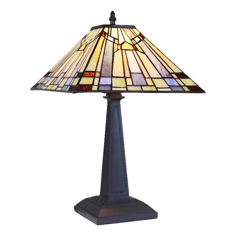 Chloe Lighting Kinsey Mission 1-Light Glass/Metal Table Lamp in Blackish Bronze