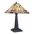 Chloe Lighting Kinsey Mission 1-Light Glass/Metal Table Lamp in Blackish Bronze