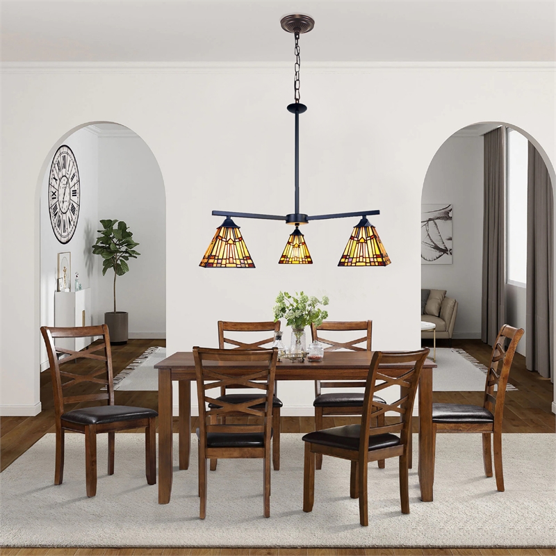Chloe Lighting Kinsey Mission 3-Light Glass Mini Chandelier in Multi-Color
