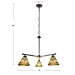 Chloe Lighting Kinsey Mission 3-Light Glass Mini Chandelier in Multi-Color