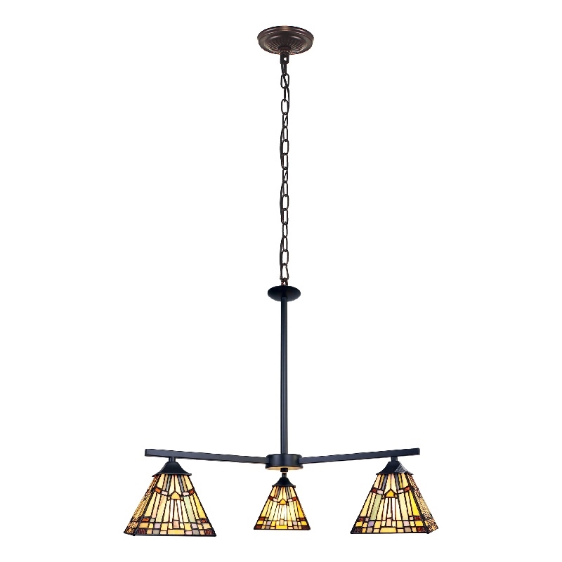 Chloe Lighting Kinsey Mission 3-Light Glass Mini Chandelier in Multi-Color